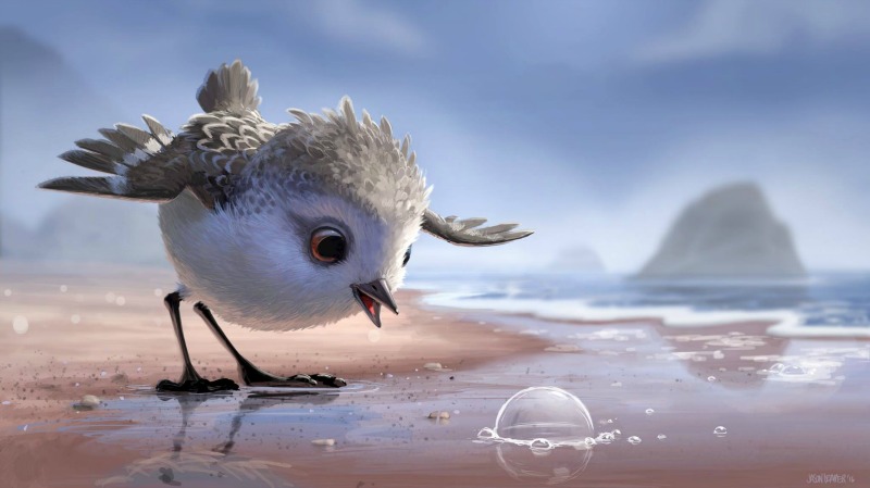 Escena de Piper el cortometraje de Pixar - disneylandiaaldia.com